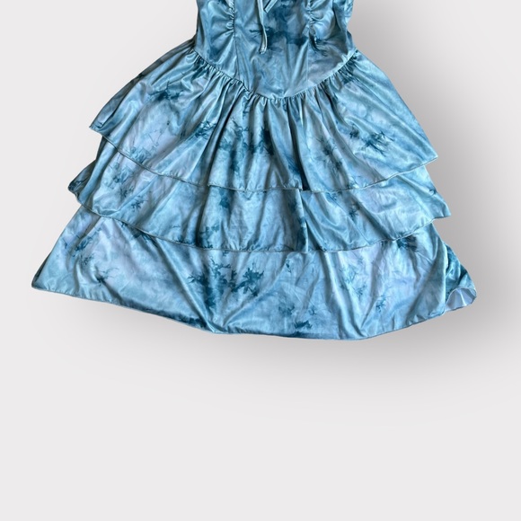 Tie Dye 3 Tiered Ruffle Summer Mini Dress - Picture 4 of 4